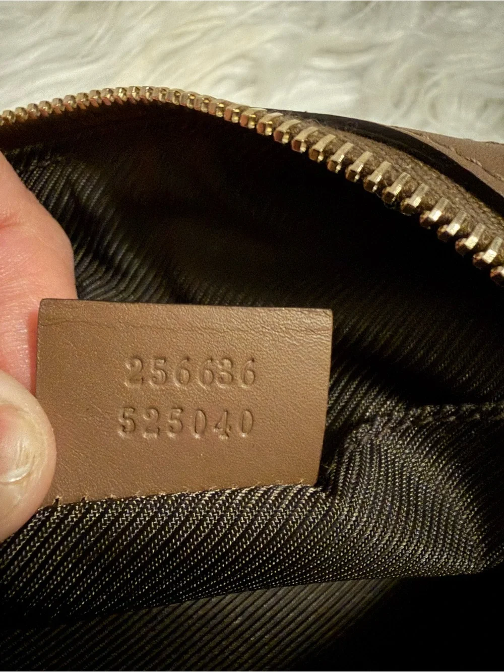 Gucci Beige GG Canvas Cosmetic Pouch with Pink and Brown Center Stripe